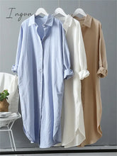 Ingvn - Long Sleeve Women Shirt Dress Spring Autumn Casual Buttons Loose Clothes Robe Femme Vestido