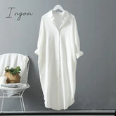 Ingvn - Long Sleeve Women Shirt Dress Spring Autumn Casual Buttons Loose Clothes Robe Femme Vestido