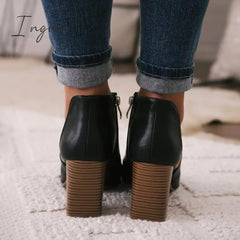 Ingvn - Mid Heel Peep Toe Heels Boots