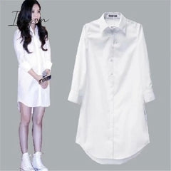 Ingvn - My Newin 4Xl 5Xl Plus Size Women Blouse Shirt Long Sleeve White Solid Loose Version Casual