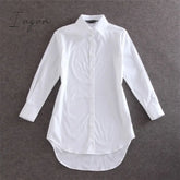Ingvn - My Newin 4Xl 5Xl Plus Size Women Blouse Shirt Long Sleeve White Solid Loose Version Casual