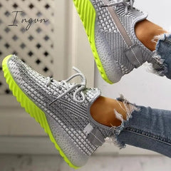 Ingvn - Net Surface Breathable Lace Up Yeezy Sneakers