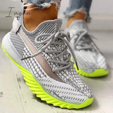Ingvn - Net Surface Breathable Lace Up Yeezy Sneakers Gray / 5