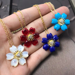 Ingvn - New 2023 Trend Classics Original Design Sun Flower White Fritillary Necklace Fashion Ladies