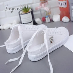 Ingvn - New 2024 Spring Summer Women Canvas Shoes Flat Sneakers Women Casual Shoes Low Upper Lace