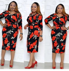 Ingvn - New Arrival Summer Sexy Style African Women Printing Polyester Plus Size Dress L - Xxl