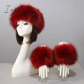 Ingvn - New Autumn Winter Caps Female Hats Cuffs Set Fashion Warmth Imitation Quality Design Faux