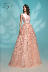 Ingvn - New Dark Nary Evening Dress Sequin Lady Elegant Long Pink / 2
