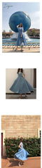Ingvn - New Denim Dress Women Fashion Solid V Neck Sleeveless Backless With Button Pocket Mid Calf