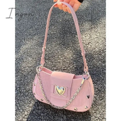 Ingvn - New Fashion Shoulder Bag 2024 Pu Bags For Women Sweet Cool Subculture Pink Crossbody