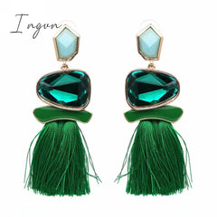 Ingvn - New Fringed Statement Drop Earrings Wedding Tassel Multicolored Hot Fashion Stud Jewelry