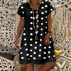 Ingvn - New Plus Size S - 5Xl Dress Cotton Linen Women Dresses Casual Loose Lady Summer Clothes