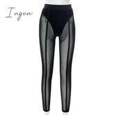 Ingvn - New Sexy See - Through Black High Waist Long Trousers Casual Sweatpants Women Autumn