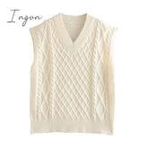Ingvn - New Spring Winter Women Cable - Knit Sweater Vest Oversized V - Neck Woman Sweaters Casual