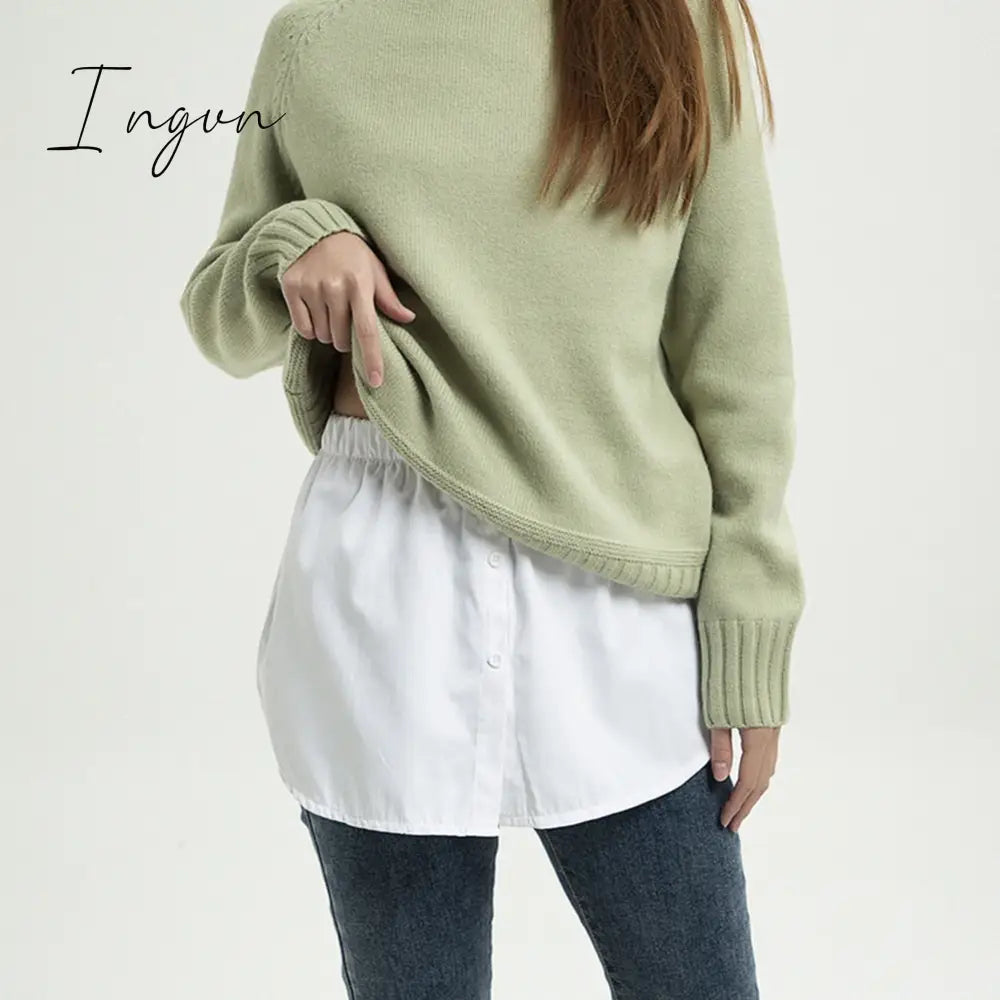 Ingvn - New Style Womens Fake Shirts Hem Underskirts Elastic High Waist Split Half Slips Skirts