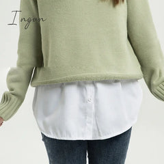 Ingvn - New Style Womens Fake Shirts Hem Underskirts Elastic High Waist Split Half Slips Skirts