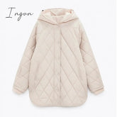 Ingvn - New Winter Oversize Fashion Vintage Plaid Hooded Parka Women Casual Pockets Cotton Jackets