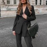 Ingvn - New Women’s Blazer Pantsuit Office Ladies Solid Casual Business Two Piece Sets Female