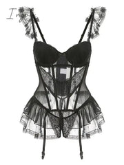 Ingvn - New Years Eve Dresses For Women Fairy Lace Mesh Sexy Black Mini Tank Summer Beach Dress