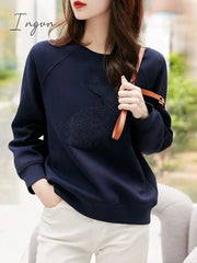 Ingvn - O-Neck T Shirt Women Clothes Long Sleeve Sweatshirt New Fashion Woman Tshirts Loose Dames