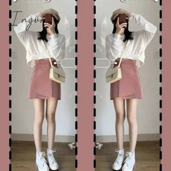 Ingvn - Oversize Sets Women Lovley Fashion Chic Spring Fall Korean Girls 2 Piece Outfits Simple