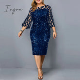 Ingvn - Party Dresses Plus Size Women’s Summer Dress For Women Elegant Sequin Green Bodycon