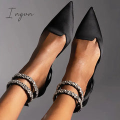 Ingvn - Patent Leather Pointed Toe Adjustable Ankle Strap Flats