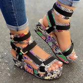 Ingvn - Pattern Graffiti Trend Fashion Sandals Black / 5