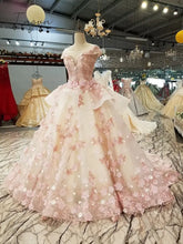 Ingvn - Pink Princess Quinceanera Dress Appliques Beads 3D Flowers Prom Party Sweet 16 Ball Gown