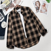 Ingvn - Plaid Shirts Women Top And Blouses Long Sleeve Oversized Cotton Ladies Casual Blusas One