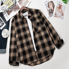 Ingvn - Plaid Shirts Women Top And Blouses Long Sleeve Oversized Cotton Ladies Casual Blusas One