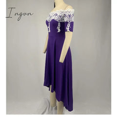 Ingvn - Plus Size 5Xl One - Shoulder Lace Irregular Dress Female Slim Backless Sexy Elegant Ol