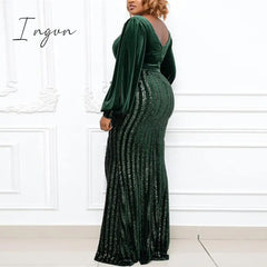 Ingvn - Plus Size Clothing For Women Spring Autumn African Long Sleeve Polyester Dress Maxi Dresses