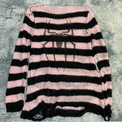 Ingvn - Plus Size Punk Gothic Long Unisex Sweater Dress Cool Hollow Out Hole Broken Jumper Loose