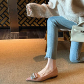 Ingvn - Pointed Toe Buckle Low Heeled Slingbacks Pink / 35 Flats