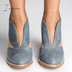 Ingvn - Round Toe Women Chunky Heel Casual Pu Ankle Boots