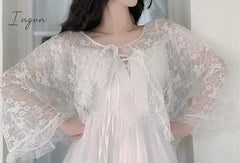 Ingvn - Sannian Actual Photo Of Long Sling Dress With Lace Sunscreen In Soft Yarn Summer 2 Piece