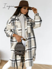 Ingvn - Selling Women’s Autumn Coat Fashion Long Section Casual Warm Lattice Woolen Winter Jacket