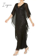 Ingvn - Sequins Mother Of The Bride Dress Elegant V Neck Ankle Length Chiffon Half Sleeve With