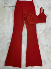 Ingvn - Set 2 Pieces Strap Sleeveless Bustiers And Long Bell - Bottoms Trousers Sexy Celebrity