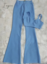Ingvn - Set 2 Pieces Strap Sleeveless Bustiers And Long Bell - Bottoms Trousers Sexy Celebrity
