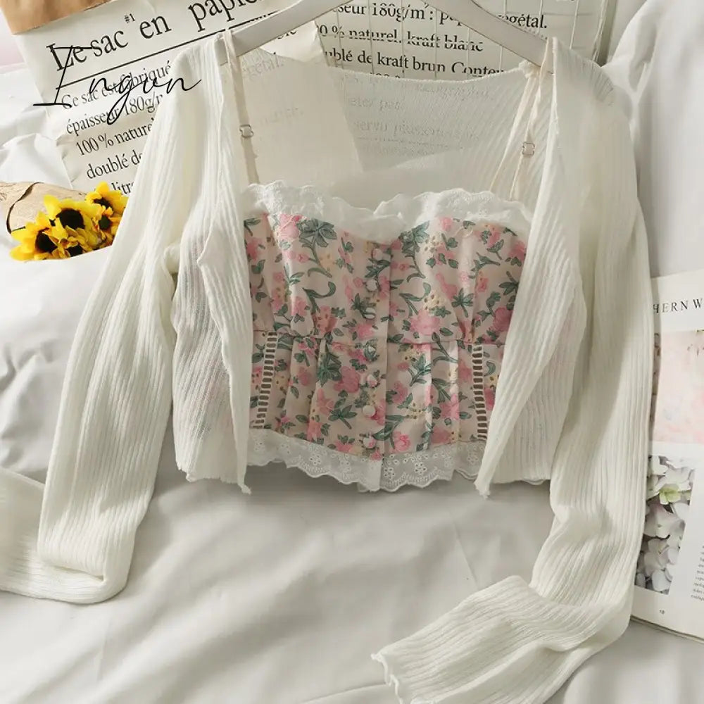 Ingvn - Sets Women 2 Piece Outfit Elegant Stylish Tender Newest Prevalent Simple Floral Vintage