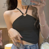 Ingvn - Sexy Camis Tank Top For Women Spring 2023 New Sleeveless Neck Mounted Backless Slim Tanks