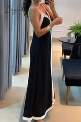 Ingvn - Sexy Color Block Contrast V Neck Sling Dress Dresses Dresses/Casual