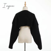 Ingvn - Sexy Cropped Cardigan Knitted Short Sweaters For Women Fashion Cute Tops Korean Style Long
