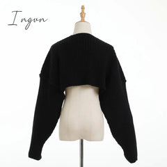 Ingvn - Sexy Cropped Cardigan Knitted Short Sweaters For Women Fashion Cute Tops Korean Style Long