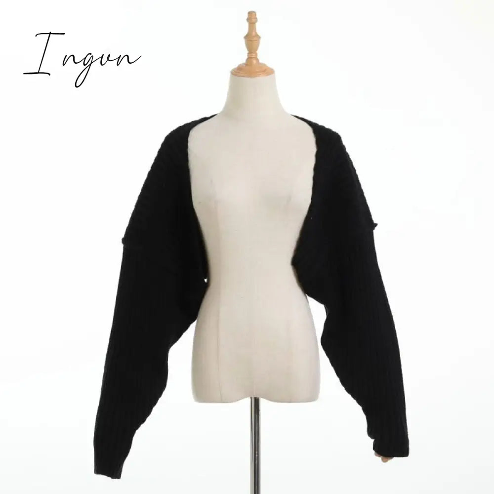 Ingvn - Sexy Cropped Cardigan Knitted Short Sweaters For Women Fashion Cute Tops Korean Style Long