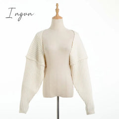 Ingvn - Sexy Cropped Cardigan Knitted Short Sweaters For Women Fashion Cute Tops Korean Style Long