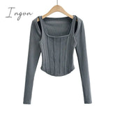Ingvn - Sexy Cropped Tops Women 2023 Summer Knit Tank Top Fish Bone Corset White Crop Ribbed Cute