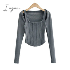 Ingvn - Sexy Cropped Tops Women 2023 Summer Knit Tank Top Fish Bone Corset White Crop Ribbed Cute